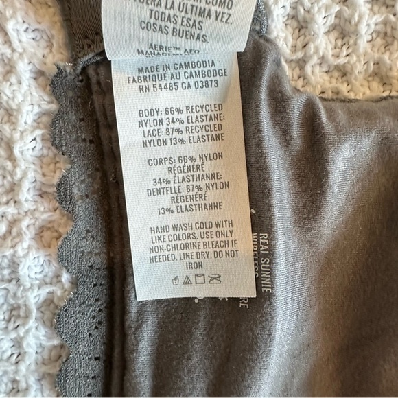 NWT AERIE Real Sunnie Wireless push up bra in grey size 32DD / 32E flower lace - Picture 9 of 9